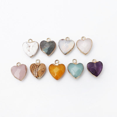 Women Jewelry  12.5mm Small Lovely Heart Pendant Labradorit Aventurine Opal Rose Crystal Quartz Stone Pendant DIY for Necklace - Korvel
