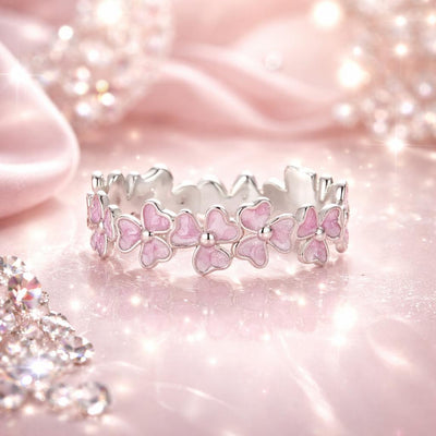 Anillo de plata esterlina 925 con esmalte y chapado en platino - Talla 6