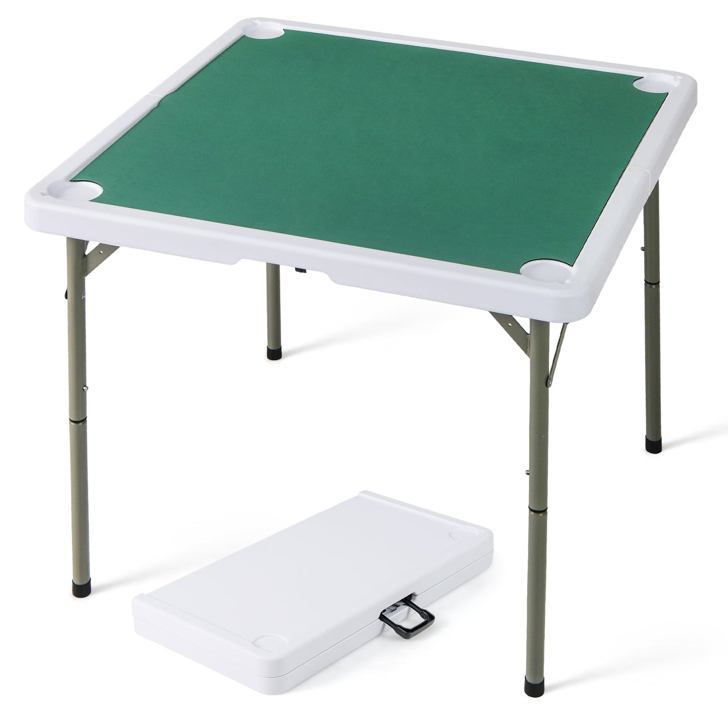Table de Mahjong Pliable de 35 Pouces pour 4 Joueurs avec Porte-Gobelets - Vert