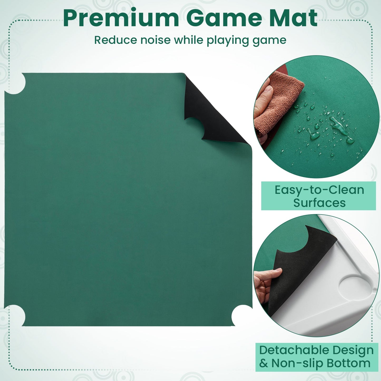 Table de Mahjong Pliable de 35 Pouces pour 4 Joueurs avec Porte-Gobelets - Vert
