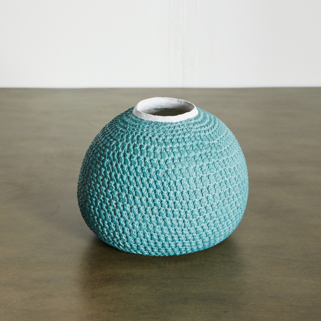 African Bibi Papier Vase - Pink, Rust, and Blue