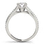 14k White Gold Double Prong Multirow Band Diamond Engagement Ring