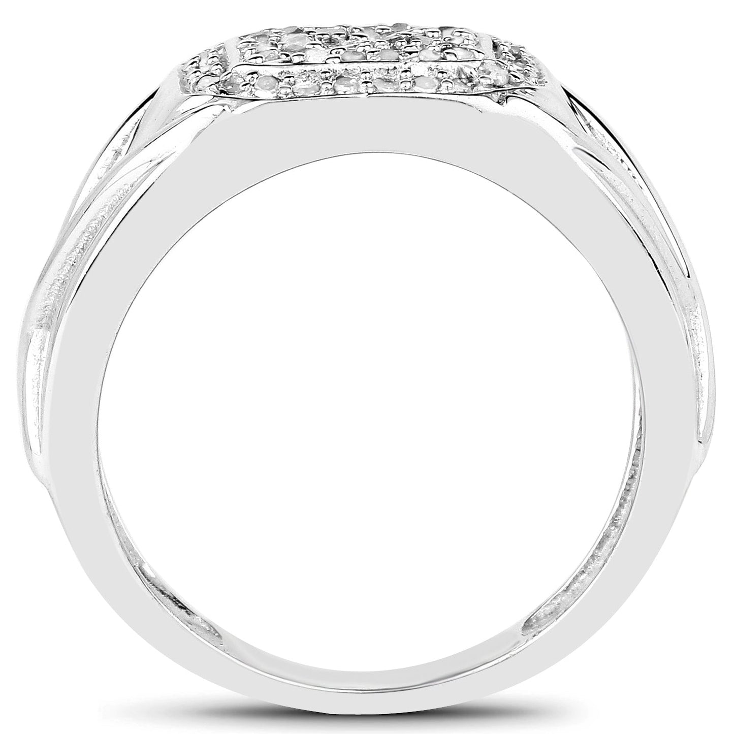 14K White Gold Plated Diamond Cluster Engagement Ring