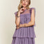 Layered Ruffled Cap Sleeve Mesh Dress for Women