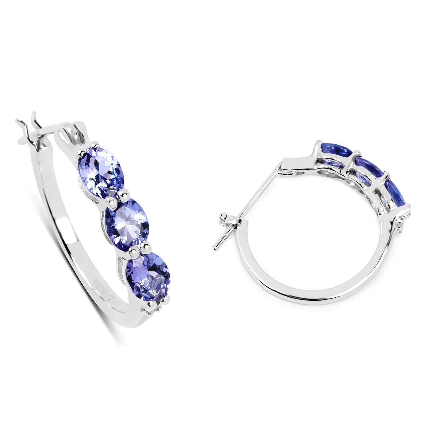 Boucles d'oreilles en tanzanite et diamants blancs de 1,99 carat