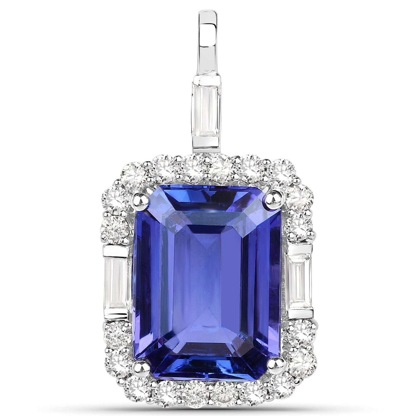 Pendentif en Tanzanite et Diamant de 9,02 Carats en Or Blanc 18K