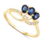Bague de fiançailles en saphir bleu et diamant de 0,65 carat en or jaune 14K
