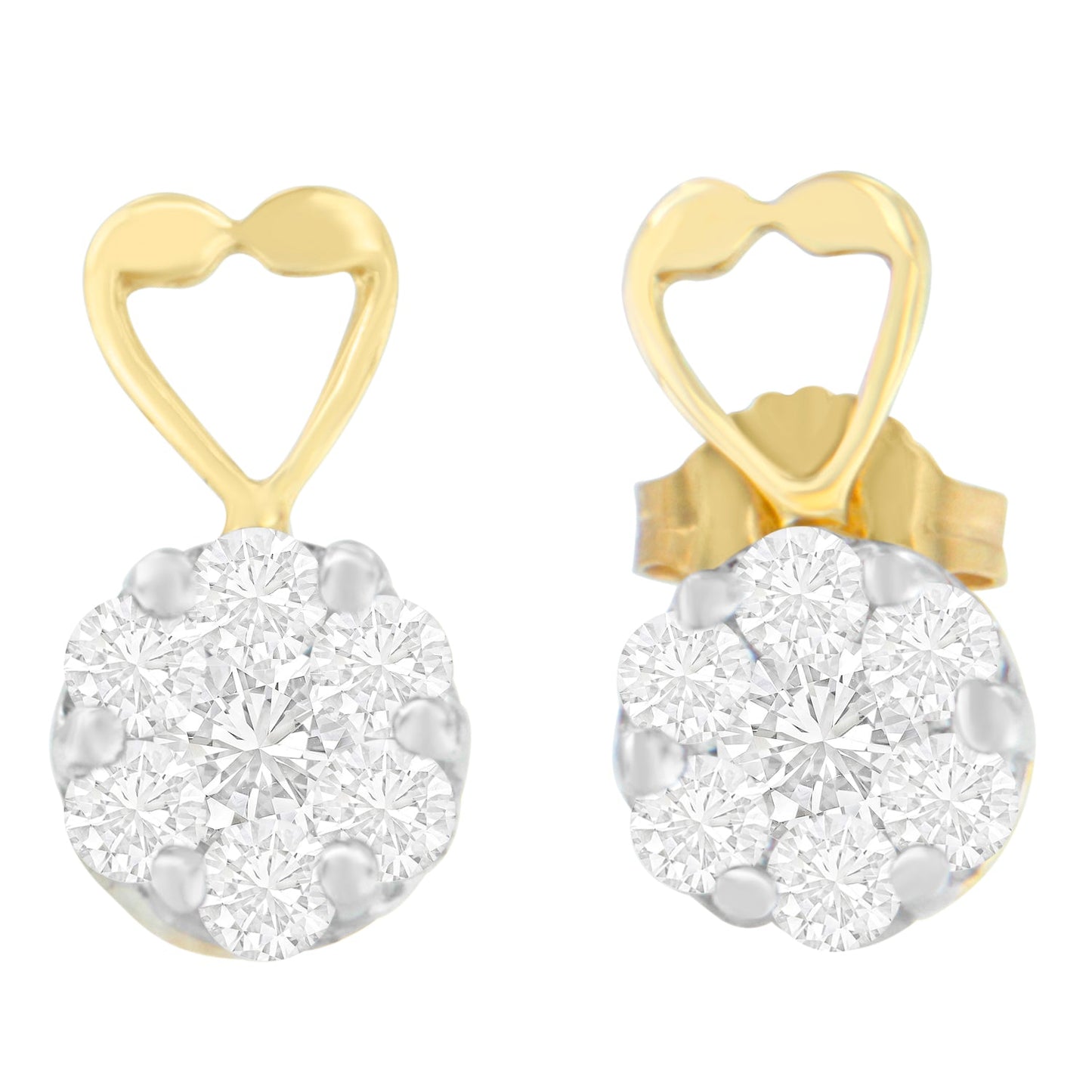 Boucles d'oreilles en diamant taille ronde en or jaune 14K