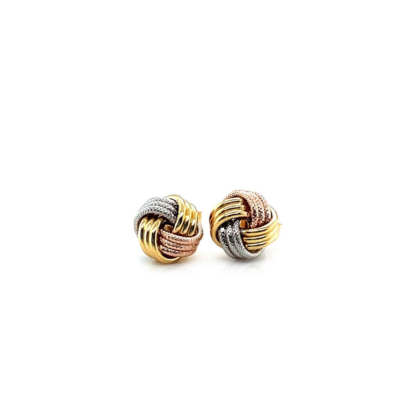 14k Tri Color Gold Love Knot Post Earrings