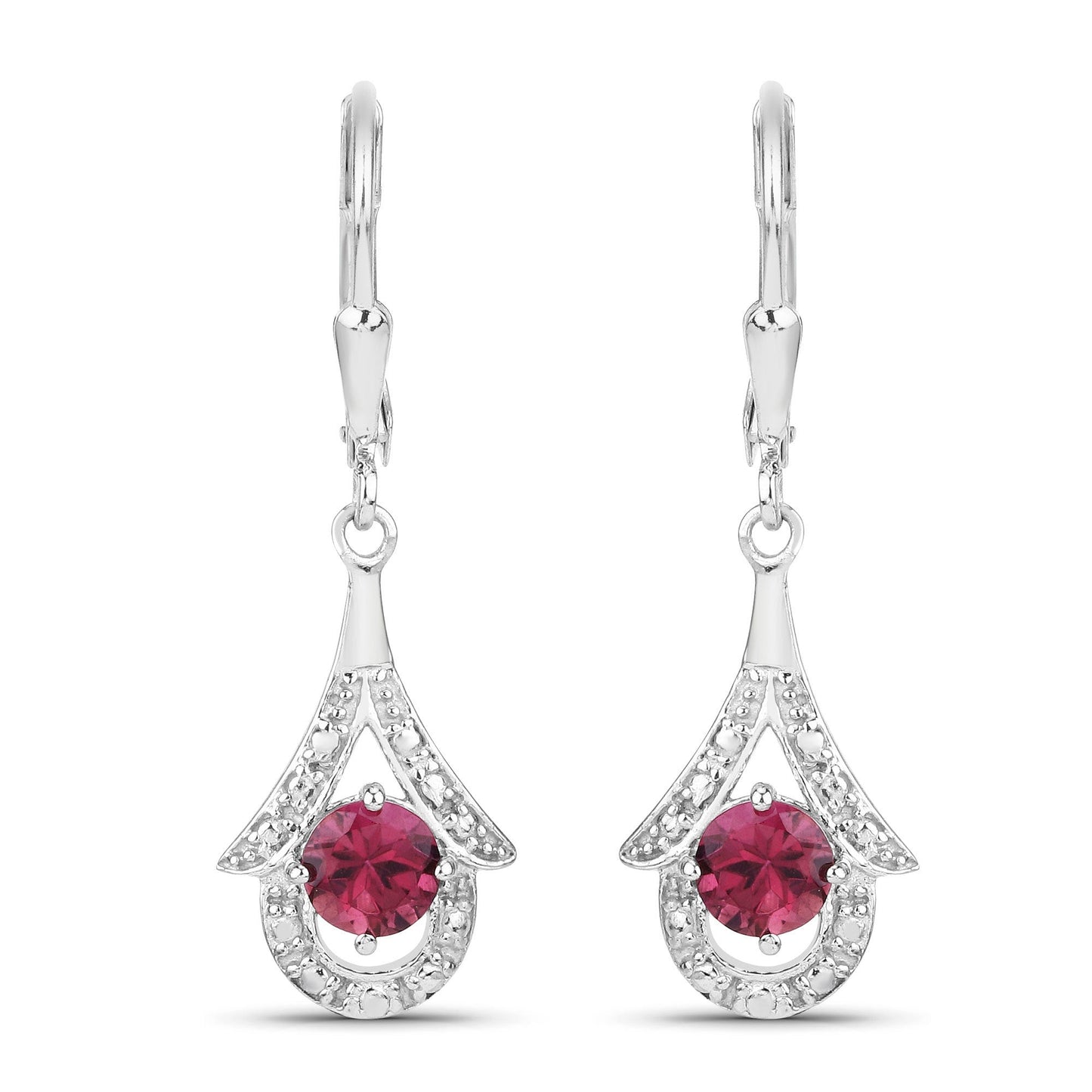 1.20 Carat Genuine Pink Tourmaline Sterling Silver Earrings