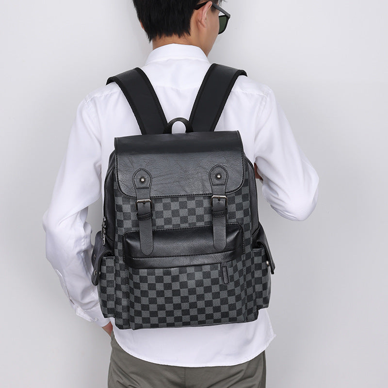 Large Capacity Plaid Laptop Backpack for Travel