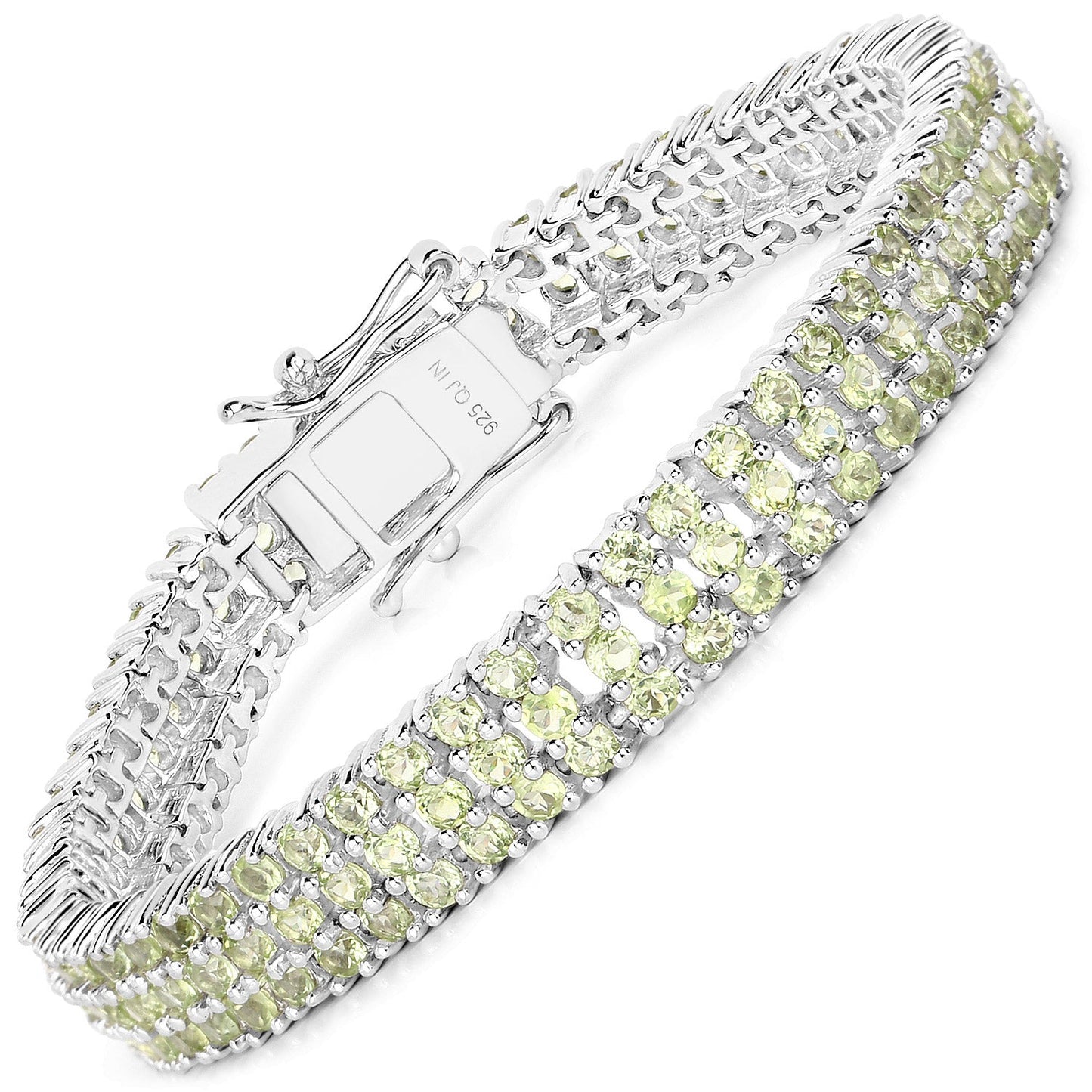 Bracelet en argent sterling .925 avec péridot véritable de 11,97 carats