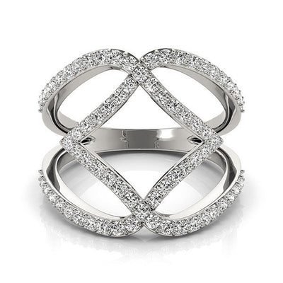 Anillo de Doble Banda de Diamantes con Diseño Entrelazado en Oro Blanco de 14k
