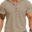 Camiseta Henley con Capucha Casual para Hombre en Tallas Grandes