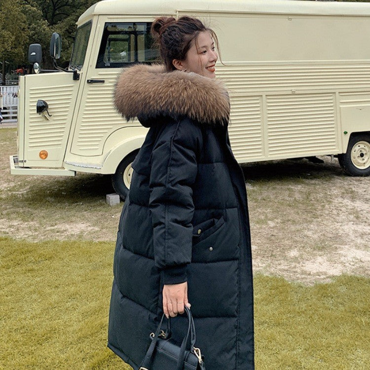Mid-Length Plus-Size Down Padded Jacket for Women