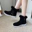 Stylish Plush Ankle Boots with Buckle Design for Women