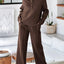 Collared Sweatshirt and High Waist Pants Active Set