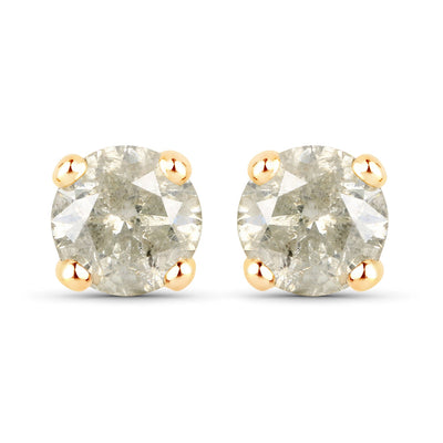 Pendientes de diamante LB genuino de 1.16 quilates en oro amarillo de 14 quilates
