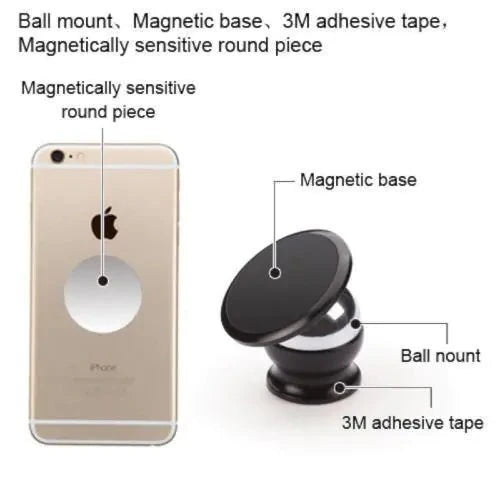 360 Degree Magnetic Car Dash Mount for Phones and Tablets
