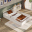 Double bed floor standing bed with ultra-high safety barrier, children's floor standing bed frame, Montessori wooden white - Korvel