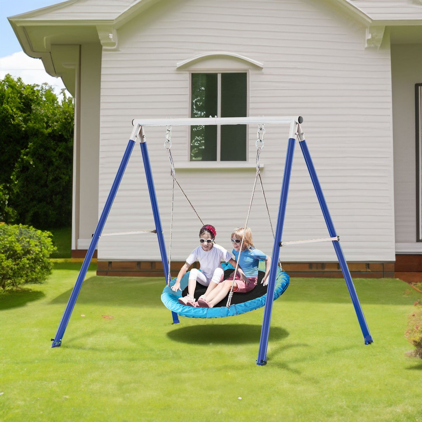 Metal Swing Stand With Saucer Outdoor Playground Metal Swing Set For Kids Outdoor Play Equipment - Korvel