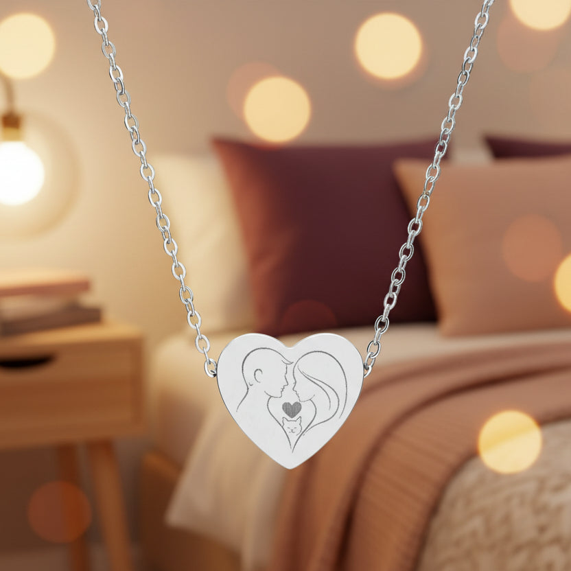 Couple & Cat Heart Necklace – A Timeless Keepsake