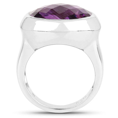 Bague de fiançailles en argent sterling avec améthyste véritable de 8,25 carats