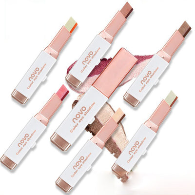 Eyeshadow Stick Stereo Gradient Shimmer Double Color Cream Pen Eye Makeup Cosmetics Tool - Korvel
