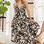 Vestido Maxi de Cuello en V Bicolor entrecruzado