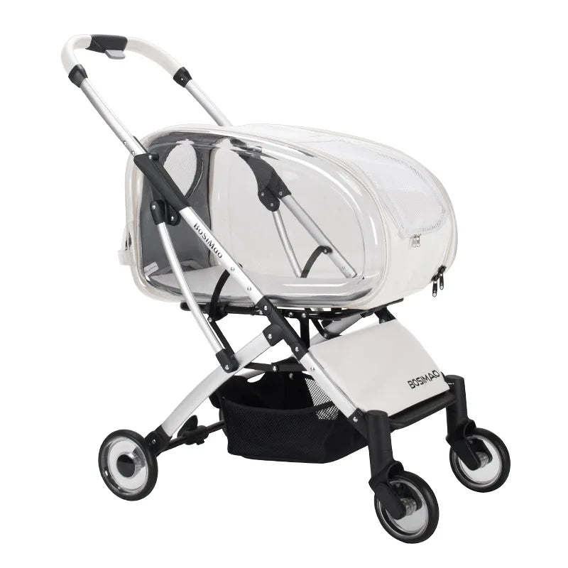 Fashionable Pet Dog Cats Four Wheeled Cart Lightweight Foldable Separable When Going Out Small Medium-Sized Pets Dog Stroller - Korvel