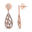 Pendientes Colgantes de Diamante en Forma de Gota de Oro Rosa de 18K