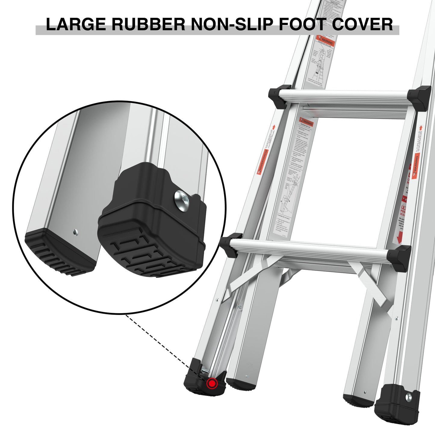 Aluminum Multi-Position Ladder with Wheels - 22 FT, 300 lbs Capacity