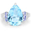 Anillo de plata esterlina con topacio azul suizo y tanzanita de 6.86 quilates