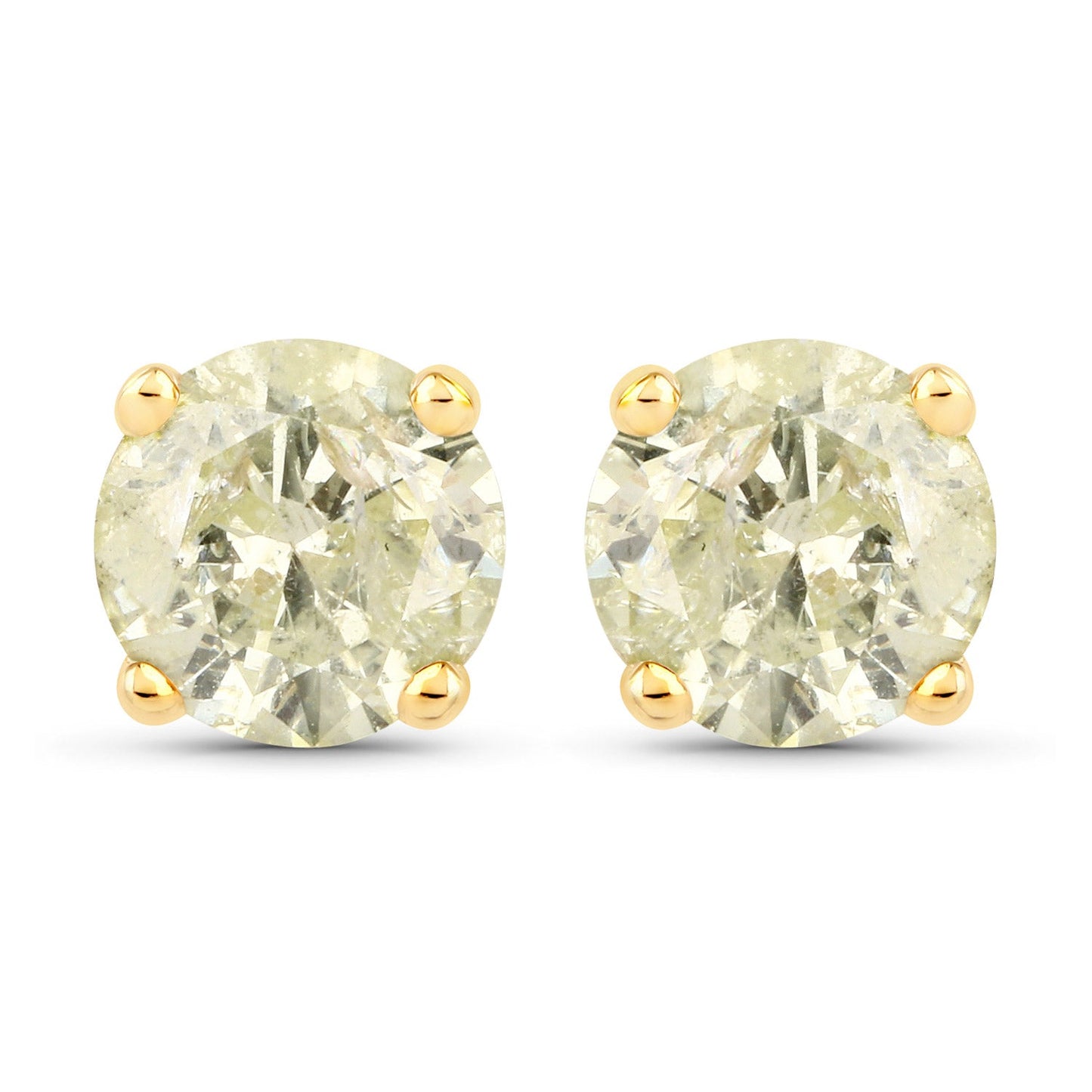 Pendientes de diamante LB genuino de 1.12 quilates en oro amarillo de 14 quilates