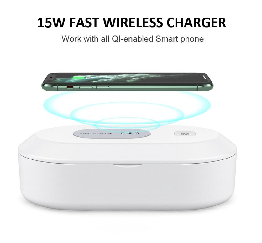 UV Light Phone Sterilizer Box 15W Mobile Phone Wireless Charging Cleaner Sterilizer Multi-function Ultraviolet Disinfection Box - Korvel
