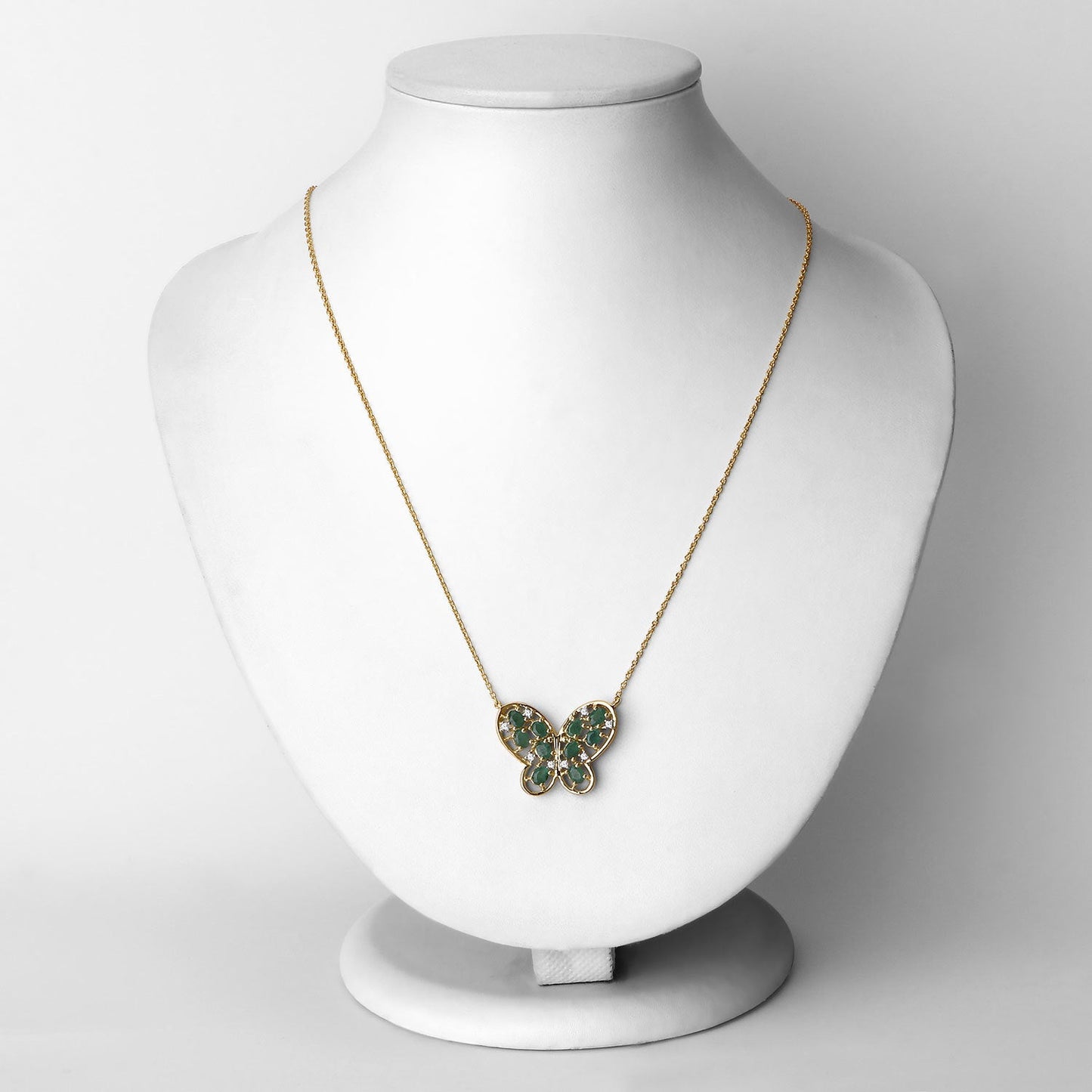 1.56 Carat Genuine Emerald and White Zircon Necklace