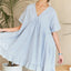 Vestido Babydoll de Cuello en V a Rayas con Dobladillo Volante