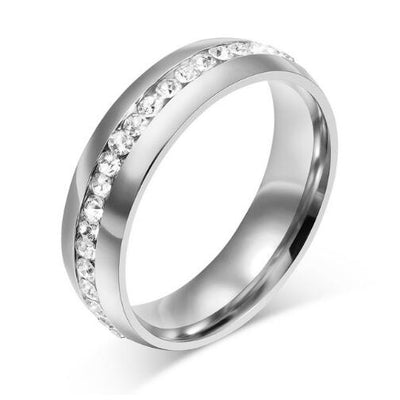crystal wedding ring for women 6mm stainless steel engagement - Korvel