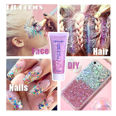 Fit Colors Sequin Gel Mermaid Scale Face Body Lip Sequin Eye Shadow Bright Polarized Stage Makeup - Korvel