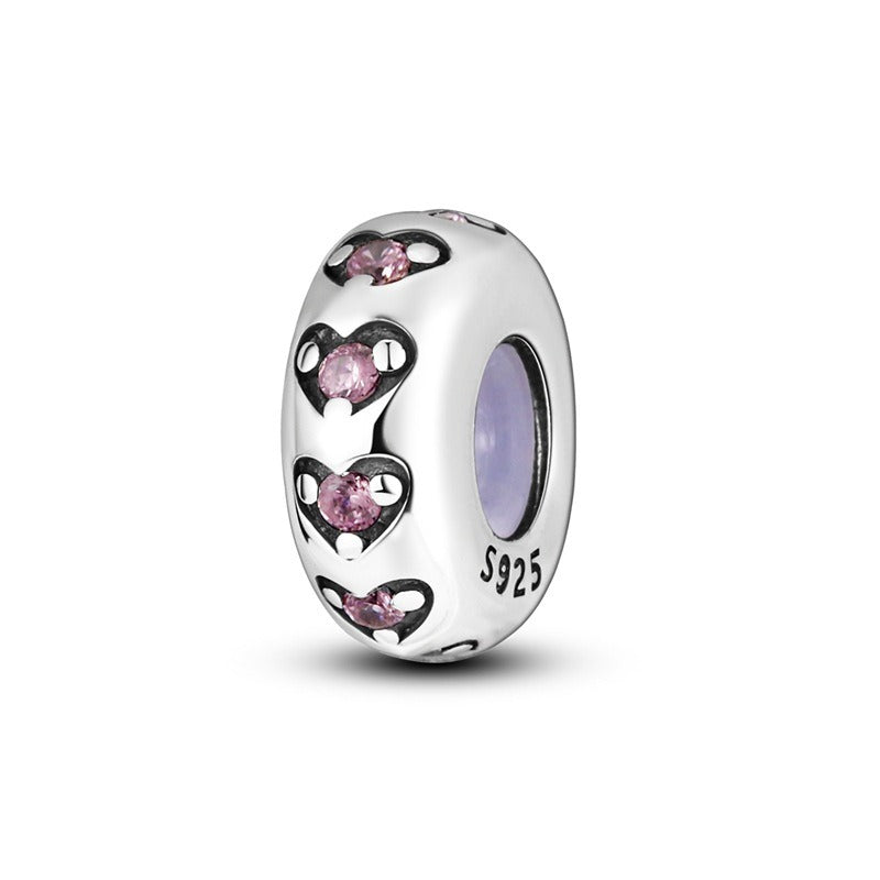 Copper plated S925 silver FOREVER colorful heart clip beads string DIY bracelet necklace - Korvel