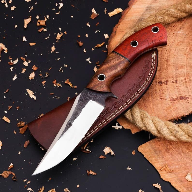 Ultimate 10-Inch Hunting Knife: Full Tang 1095 Steel with Elegant Rosewood Handle - Korvel