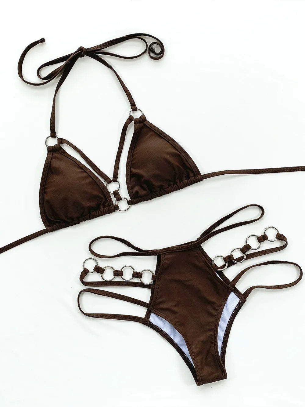 Cutout Halter Neck Two-Piece Bikini Set - Korvel