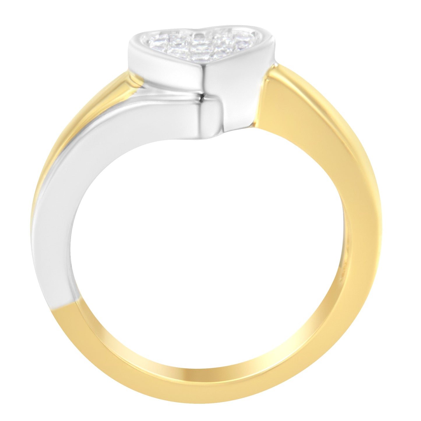14K Two-Toned Gold Princess-Cut Diamond Heart Promise Ring - Size 6