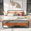 King Size Metal Bed Frame with Upholstered Headboard