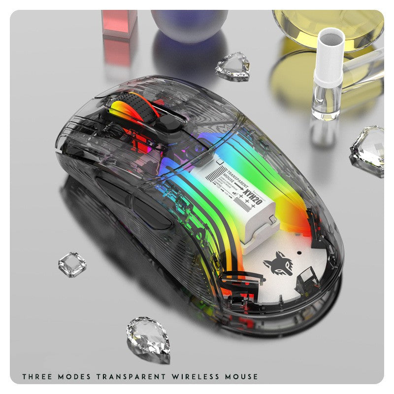 Luminous wireless Bluetooth the third mock examination transparent RGB mechanical mouse game video game mute mouse - Korvel