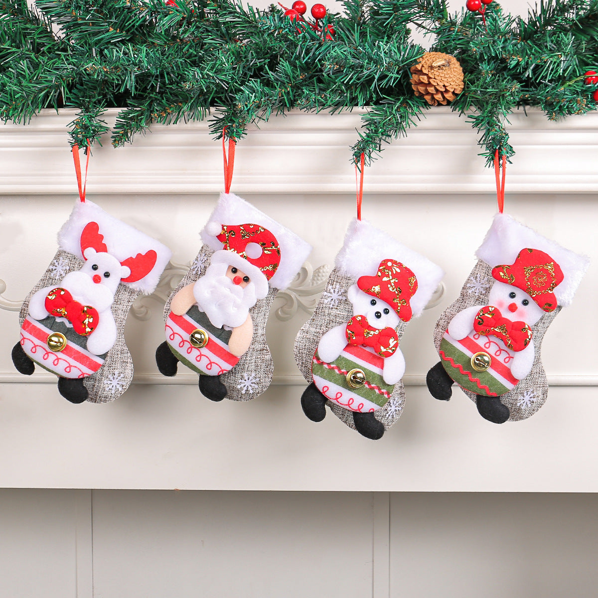 Christmas Doll Socks Cartoon Plush Christmas Socks Christmas Tree Pendant Santa Claus Snowman Candy Gift Bag - Korvel