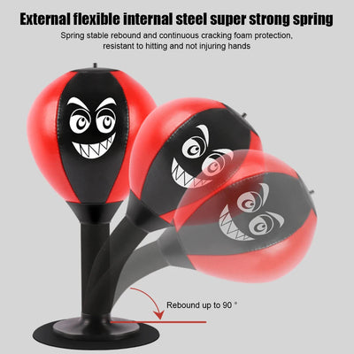Stress Relief Punching Suction Cup Base Fighting Speed Ball Spring Foam Set Easy Installation Inflatable for Fitness Equipment - Korvel
