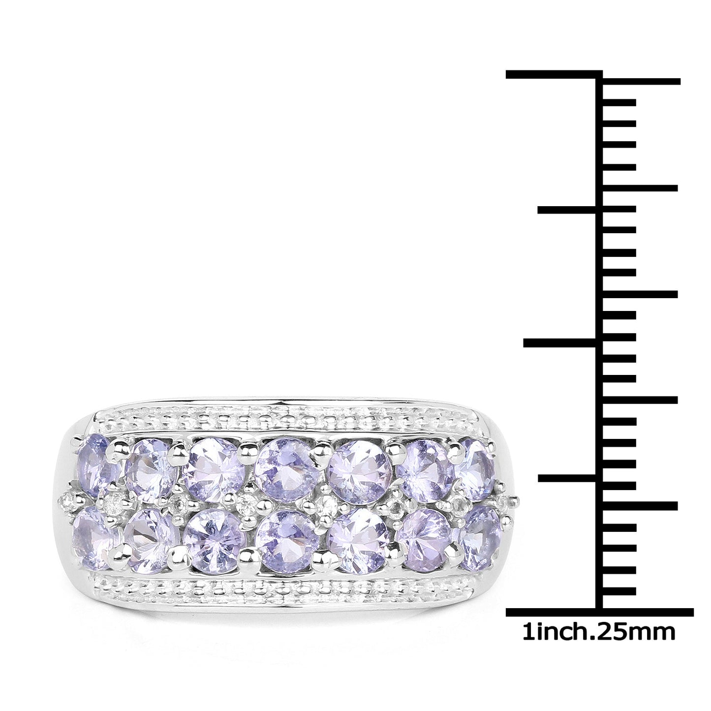 1.44 Carat Genuine Tanzanite & White Topaz Sterling Silver Ring