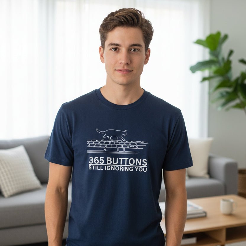 365 Botones Siguiendo Ignorándote – Camiseta de Teclado de Gato