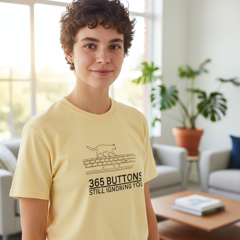 365 Botones Siguiendo Ignorándote – Camiseta de Teclado de Gato